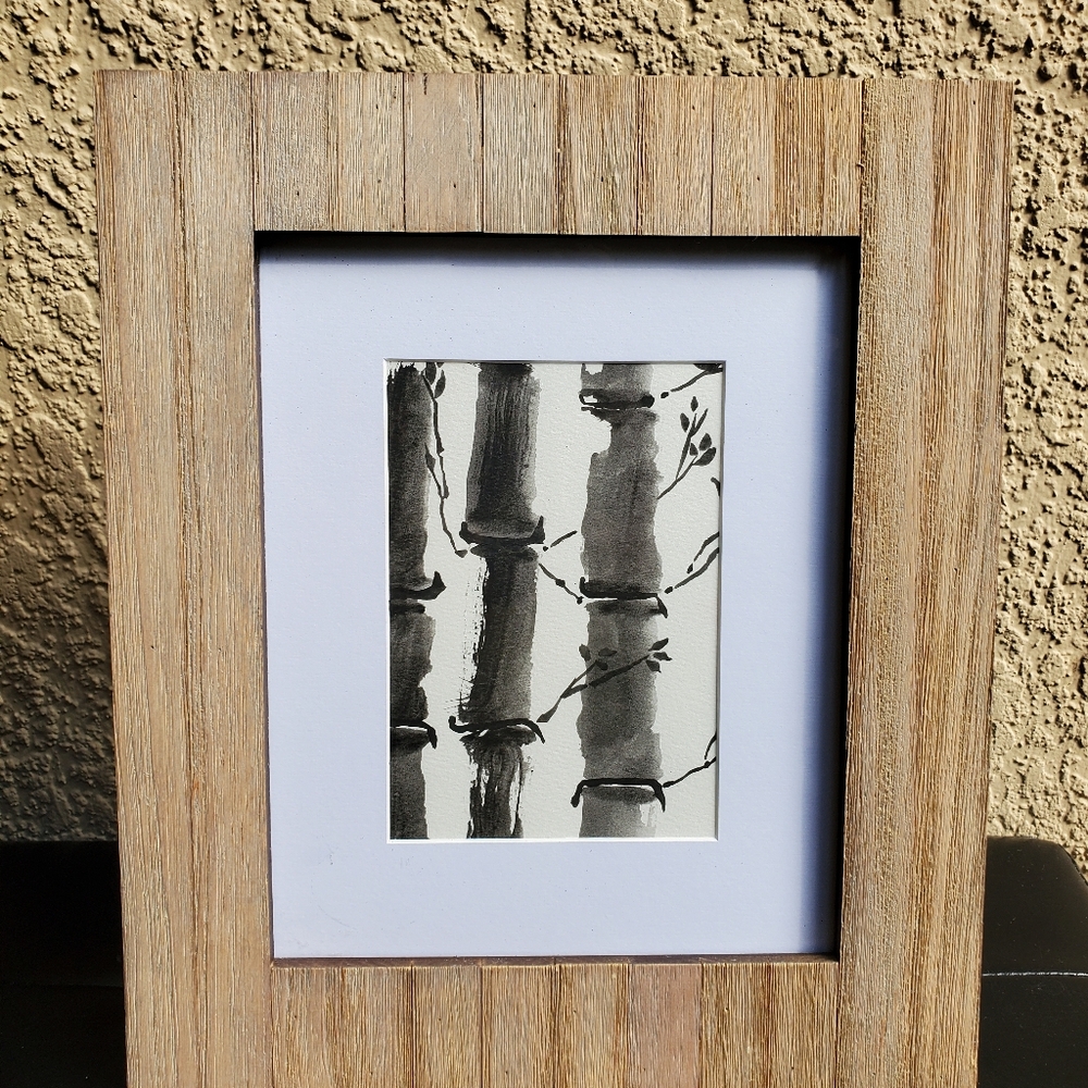 Original Bamboo Art In Wood Frame